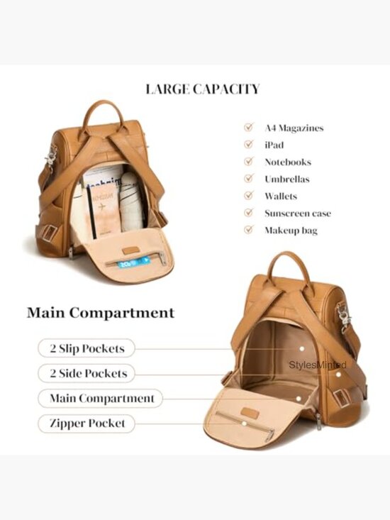 Genuine Leather Anti-Theft Backpack Purse for Women Large Capacity main image 4